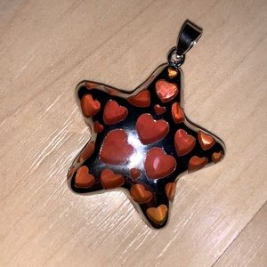 Sterling Silver 925 Large Enamel Star and hearts pattern